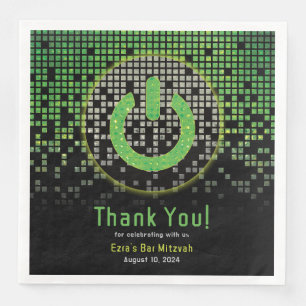 Green Black Video Game Gamer Bar Mitzvah Napkin