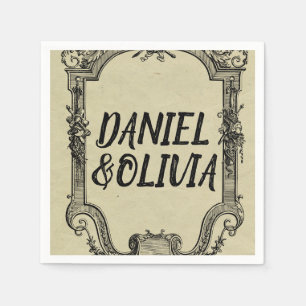 Green Black Vintage Classic Wedding Napkin