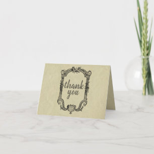 Green Black Vintage Classic Wedding Thank You Card