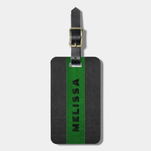 Green & Black Vintage Leather Texture Luggage Tag