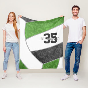 green black volleyball girls custom name fleece blanket