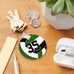 Green black volleyball team colours key ring
