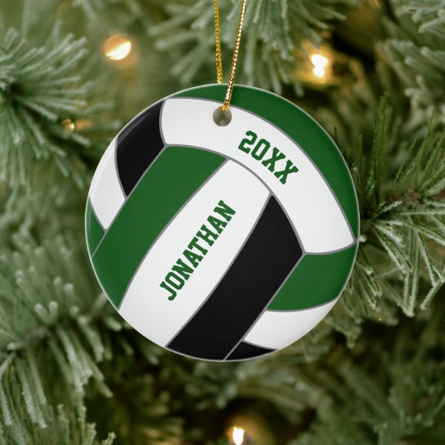 Green black volleyball team colours personalised  ceramic tree decoration (Tree)
