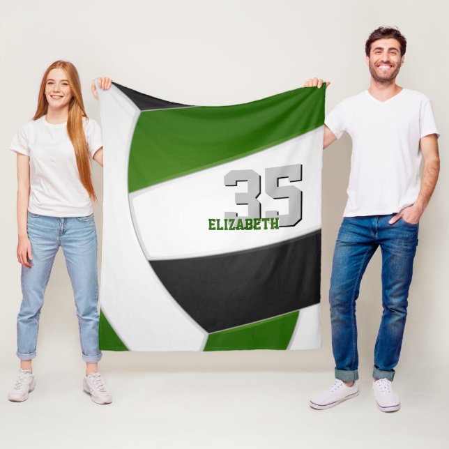 green black volleyball team colours sports room fleece blanket (In Situ)