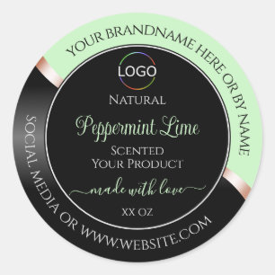 Green Black Wavy Rose Gold with Logo Product Label