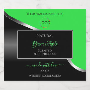 Green Black Wavy Silver with Logo Product Labels