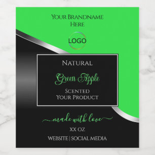 Green Black Wavy Silver with Logo Product Labels