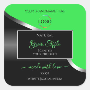 Green Black Wavy Silver with Logo Product Labels