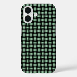 Green Black Weave Pattern iPhone 16 Case