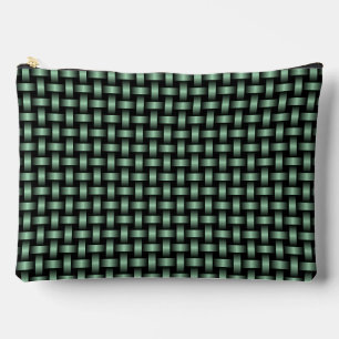 Green Black Weave Pattern Large Accessory Pouch