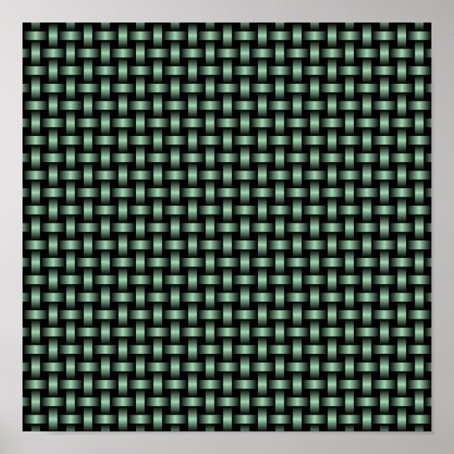 Green Black Weave Pattern Poster (Front)