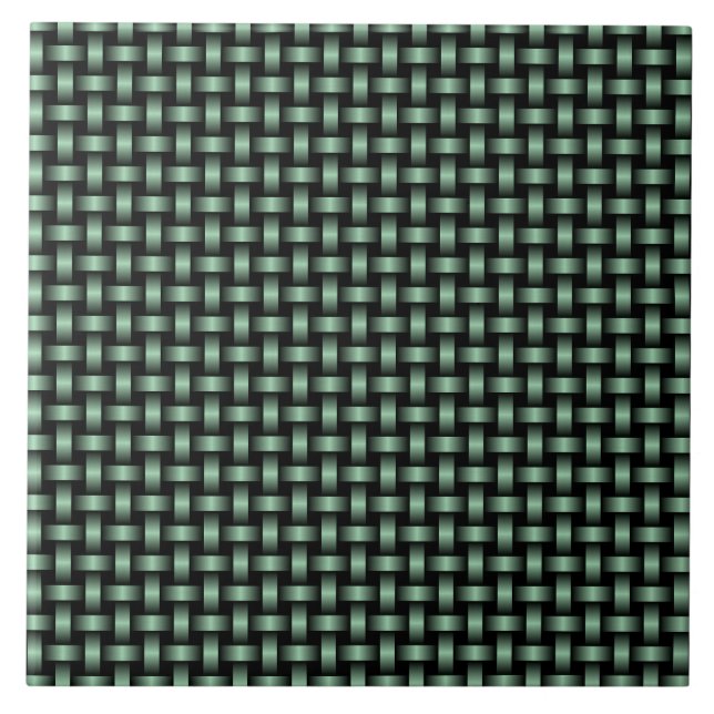 Green Black Weave Pattern Tile (Front)