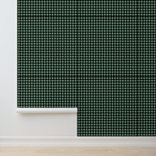 Green Black Weave Pattern Wallpaper