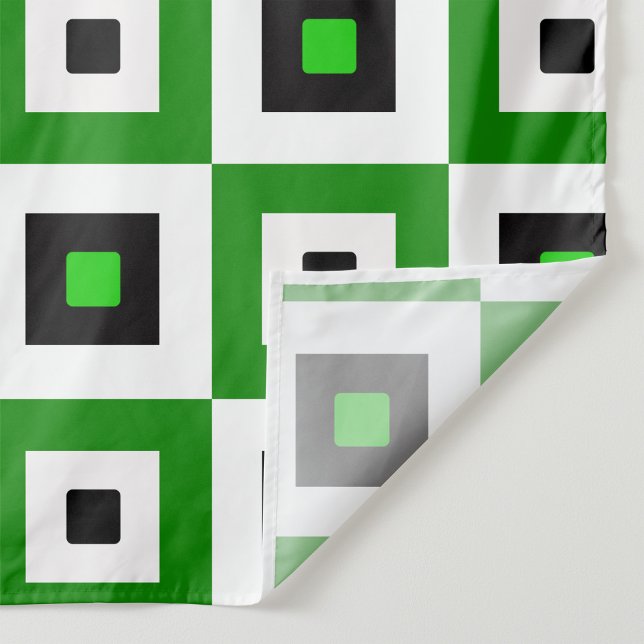 Green Black White Checkered Squares Pattern Fabric (Creator Uploaded)