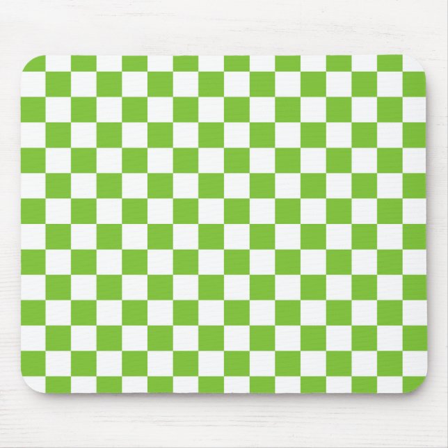 Green Black & White Chequered Mouse Mat (Front)