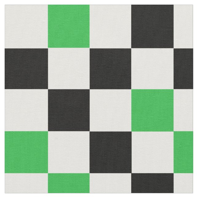 Green Black White Chequered Pattern Design  Fabric (Close Up)