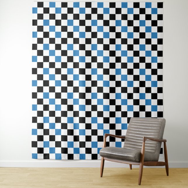 Green Black White Chequered Pattern Design  Tapestry (In Situ)