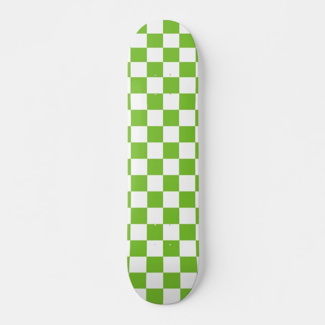Green Black & White Chequered Skateboard Deck (Front)