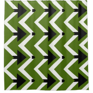 Green Black & White Chevron Shower Curtain – Bold 