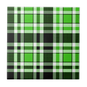 Green Black White Flannel Tartan Pattern Design Tile