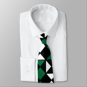 Green Black White Geometric  Tie