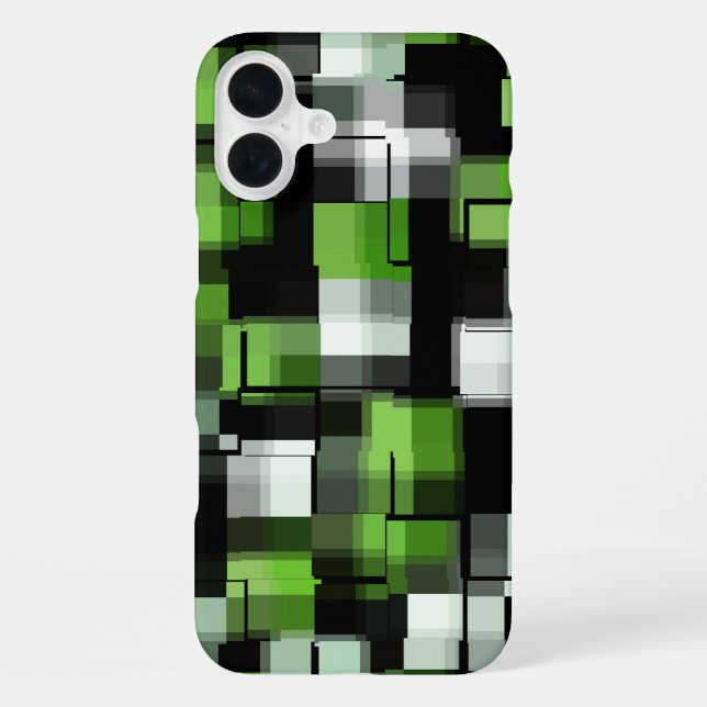 Green Black White Modern Pattern iPhone Case (Back)