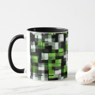 Green Black White Modern Pattern Mug