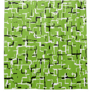 Green Black White Modern Pattern Shower Curtain
