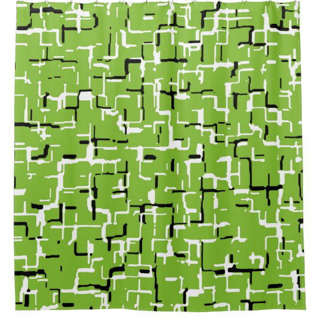 Green Black White Modern Pattern  Shower Curtain (Front)