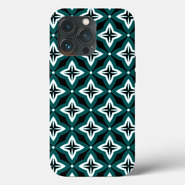 Green Black & White Ogee Pattern  Case-Mate iPhone Case (Back)