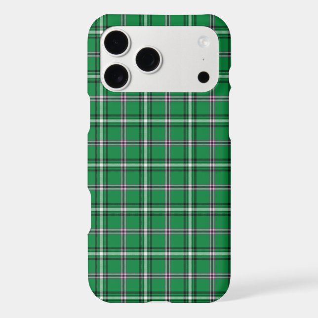 Green Black White Plaid Classic iPhone Case (Back)
