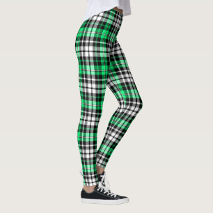 Green Black White Plaid Tartan Pattern Design Leggings
