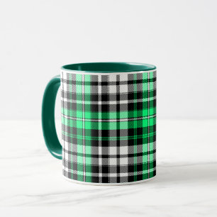 Green Black White Plaid Tartan Pattern Design Mug