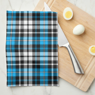 Green Black White Plaid Tartan Pattern Design  Tea Towel
