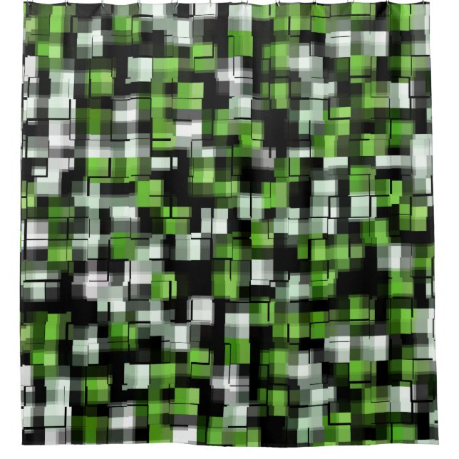 Green Black White Shower Curtain (Front)