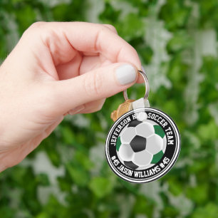 Green, Black & White Soccer ⚽ Keychain