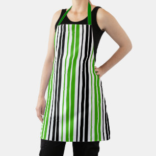 Green Black White Stripes Pattern Design Apron