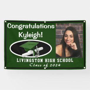 Green, Black, & White Vinyl Graduation Photo Banner