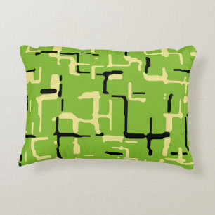 Green Black Yellow Modern Pattern Decorative Cushion