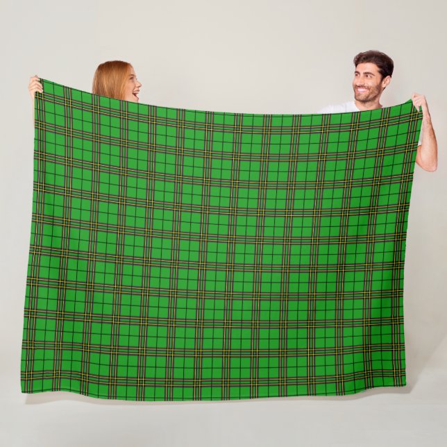 Green Black Yellow Tartan Fleece Blanket (In Situ)