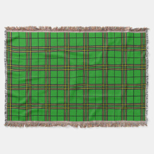Green Black Yellow Tartan Throw Blanket