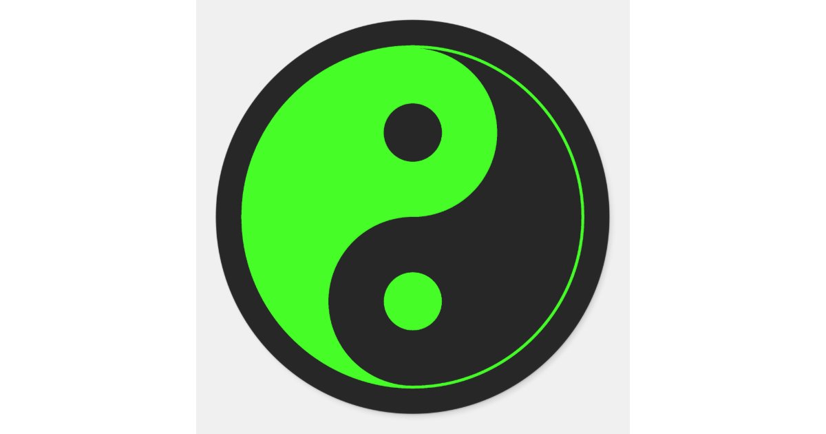 Green & Black Yin Yang Symbol Sticker | Zazzle