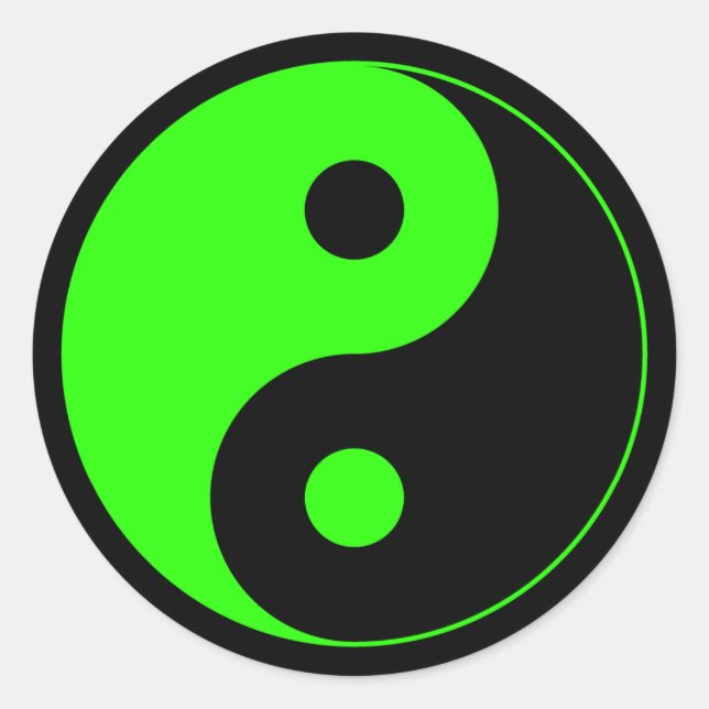 Green & Black Yin Yang Symbol Sticker (Front)
