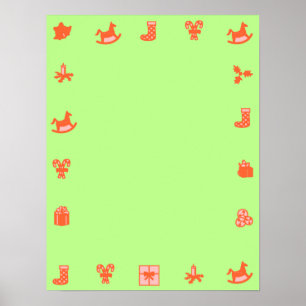Green Blank Christmas Poster Red Decorative Border