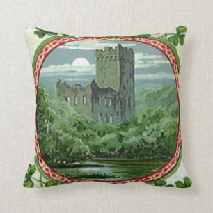 Green Blarney Castle Ireland Shamrock Cushion