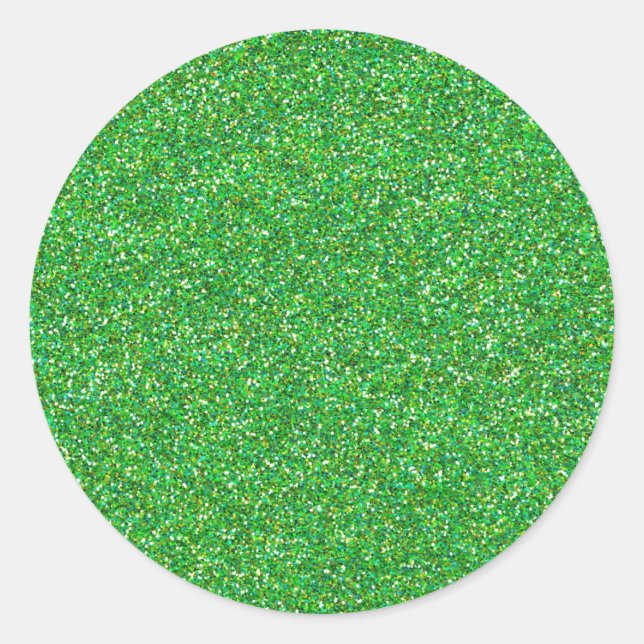 Green bling. classic round sticker (Front)