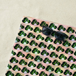 Green Block Art Lawn Bowls Pattern, Beach Towel