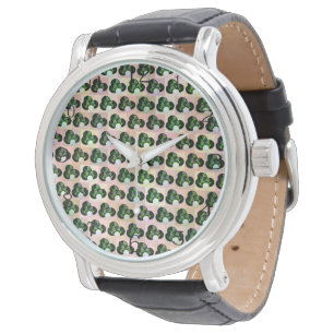 Green Block Art Lawn Bowls Pattern, Mens Watch