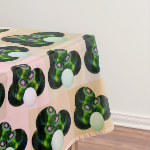 Green Block Art Lawn Bowls Pattern, Tablecloth