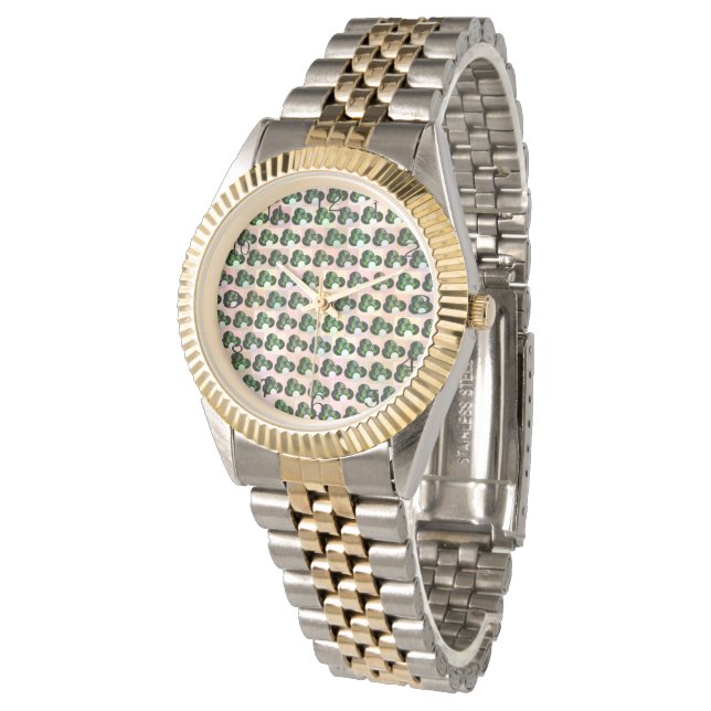 Green Block Art Lawn Bowls Pattern, Unisex Watch (Angled)
